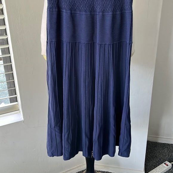 BCBGMAXAZRIA NAVY EMILIA PONTELLE & OTTOMAN DRESS LZL61B67/B469A SIZE L - Picture 6 of 7